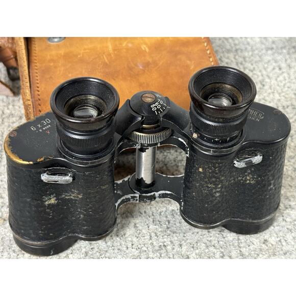 Steinheil Munchen 6x30 B9524 V Vintage Binoculars W/ Stamped Leather Case READ - Picture 2 of 7